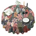 thumbnail image 1 of Pioneer Flower Floral Print Pattern Round Tablecloth 60"x60",Wrinkle Wipeable Table Cloth for Kitchen Dining Room Picnic Patio Party, 1 of 6