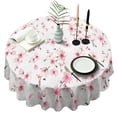 thumbnail image 1 of Pioneer Flower Floral Print Pattern Round Tablecloth 60"x60",Wrinkle Wipeable Table Cloth for Kitchen Dining Room Picnic Patio Party, 1 of 6