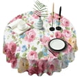 thumbnail image 1 of Pioneer Flower Floral Print Pattern Round Tablecloth 60"x60",Wrinkle Wipeable Table Cloth for Kitchen Dining Room Picnic Patio Party, 1 of 6
