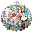 thumbnail image 1 of Pioneer Flower Floral Print Pattern Round Tablecloth 60"x60",Wrinkle Wipeable Table Cloth for Kitchen Dining Room Picnic Patio Party, 1 of 6