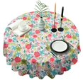 thumbnail image 1 of Pioneer Flower Floral Print Pattern Round Tablecloth 60"x60",Wrinkle Wipeable Table Cloth for Kitchen Dining Room Picnic Patio Party, 1 of 6