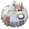 thumbnail image 1 of Pioneer Flower Floral Print Pattern Round Tablecloth 60"x60",Wrinkle Wipeable Table Cloth for Kitchen Dining Room Picnic Patio Party, 1 of 6