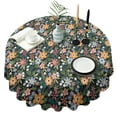 thumbnail image 1 of Pioneer Flower Floral Print Pattern Round Tablecloth 60"x60",Wrinkle Wipeable Table Cloth for Kitchen Dining Room Picnic Patio Party, 1 of 6