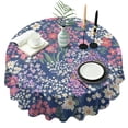 thumbnail image 1 of Pioneer Flower Floral Print Pattern Round Tablecloth 60"x60",Wrinkle Wipeable Table Cloth for Kitchen Dining Room Picnic Patio Party, 1 of 6