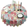 thumbnail image 1 of Pioneer Flower Floral Print Pattern Round Tablecloth 60"x60",Wrinkle Wipeable Table Cloth for Kitchen Dining Room Picnic Patio Party, 1 of 6