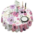 thumbnail image 1 of Pioneer Flower Floral Print Pattern Round Tablecloth 60"x60",Wrinkle Wipeable Table Cloth for Kitchen Dining Room Picnic Patio Party, 1 of 6