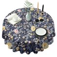 thumbnail image 1 of Pioneer Flower Floral Print Pattern Round Tablecloth 60"x60",Wrinkle Wipeable Table Cloth for Kitchen Dining Room Picnic Patio Party, 1 of 6