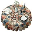 thumbnail image 1 of Pioneer Flower Floral Print Pattern Round Tablecloth 60"x60",Wrinkle Wipeable Table Cloth for Kitchen Dining Room Picnic Patio Party, 1 of 6