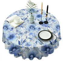 Pioneer Flower Floral Print Pattern Round Tablecloth 60"x60",Wrinkle Wipeable Table Cloth for Kitchen Dining Room Picnic Patio Party