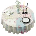thumbnail image 1 of Pioneer Flower Floral Print Pattern Round Tablecloth 60"x60",Wrinkle Wipeable Table Cloth for Kitchen Dining Room Picnic Patio Party, 1 of 6