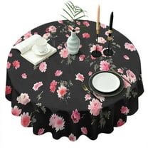 Pioneer Flower Floral Print Pattern Round Tablecloth 60"x60",Wrinkle Wipeable Table Cloth for Kitchen Dining Room Picnic Patio Party