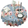 thumbnail image 1 of Pioneer Flower Floral Print Pattern Round Tablecloth 60"x60",Wrinkle Wipeable Table Cloth for Kitchen Dining Room Picnic Patio Party, 1 of 6