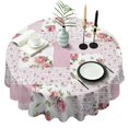 thumbnail image 1 of Pioneer Flower Floral Print Pattern Round Tablecloth 60"x60",Wrinkle Wipeable Table Cloth for Kitchen Dining Room Picnic Patio Party, 1 of 6
