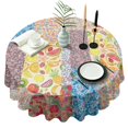 thumbnail image 1 of Pioneer Flower Floral Print Pattern Round Tablecloth 60"x60",Wrinkle Wipeable Table Cloth for Kitchen Dining Room Picnic Patio Party, 1 of 6