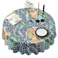 thumbnail image 1 of Pioneer Flower Floral Print Pattern Round Tablecloth 60"x60",Wrinkle Wipeable Table Cloth for Kitchen Dining Room Picnic Patio Party, 1 of 6