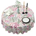 thumbnail image 1 of Pioneer Flower Floral Print Pattern Round Tablecloth 60"x60",Wrinkle Wipeable Table Cloth for Kitchen Dining Room Picnic Patio Party, 1 of 6