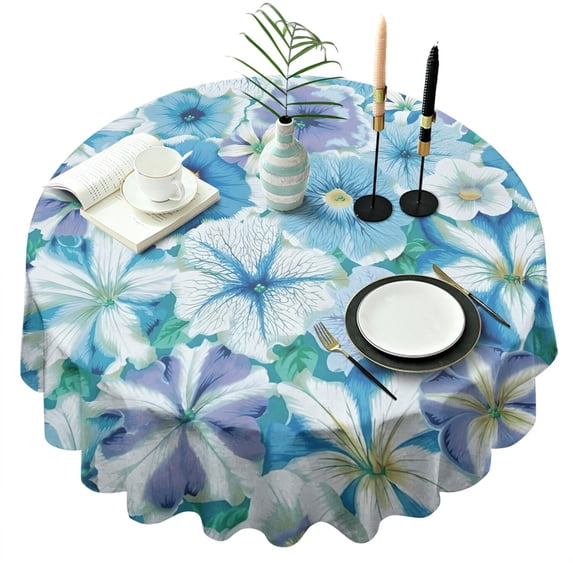 Pioneer Flower Floral Print Pattern Round Tablecloth 60"x60",Wrinkle Wipeable Table Cloth for Kitchen Dining Room Picnic Patio Party