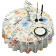 thumbnail image 1 of Pioneer Flower Floral Print Pattern Round Tablecloth 60"x60",Wrinkle Wipeable Table Cloth for Kitchen Dining Room Picnic Patio Party, 1 of 6