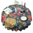 thumbnail image 1 of Pioneer Flower Floral Print Pattern Round Tablecloth 60"x60",Wrinkle Wipeable Table Cloth for Kitchen Dining Room Picnic Patio Party, 1 of 6