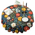thumbnail image 1 of Pioneer Flower Floral Print Pattern Round Tablecloth 60"x60",Wrinkle Wipeable Table Cloth for Kitchen Dining Room Picnic Patio Party, 1 of 6