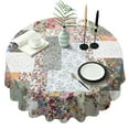 thumbnail image 1 of Pioneer Flower Floral Print Pattern Round Tablecloth 60"x60",Wrinkle Wipeable Table Cloth for Kitchen Dining Room Picnic Patio Party, 1 of 6
