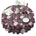 thumbnail image 1 of Pioneer Flower Floral Print Pattern Round Tablecloth 60"x60",Wrinkle Wipeable Table Cloth for Kitchen Dining Room Picnic Patio Party, 1 of 6