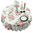 thumbnail image 1 of Pioneer Flower Floral Print Pattern Round Tablecloth 60"x60",Wrinkle Wipeable Table Cloth for Kitchen Dining Room Picnic Patio Party, 1 of 6