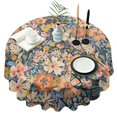 thumbnail image 1 of Pioneer Flower Floral Print Pattern Round Tablecloth 60"x60",Wrinkle Wipeable Table Cloth for Kitchen Dining Room Picnic Patio Party, 1 of 6