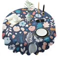 thumbnail image 1 of Pioneer Flower Floral Print Pattern Round Tablecloth 60"x60",Wrinkle Wipeable Table Cloth for Kitchen Dining Room Picnic Patio Party, 1 of 6