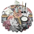 thumbnail image 1 of Pioneer Flower Floral Print Pattern Round Tablecloth 60"x60",Wrinkle Wipeable Table Cloth for Kitchen Dining Room Picnic Patio Party, 1 of 6