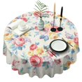 thumbnail image 1 of Pioneer Flower Floral Print Pattern Round Tablecloth 60"x60",Wrinkle Wipeable Table Cloth for Kitchen Dining Room Picnic Patio Party, 1 of 6