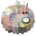 thumbnail image 1 of Pioneer Flower Floral Print Pattern Round Tablecloth 60"x60",Wrinkle Wipeable Table Cloth for Kitchen Dining Room Picnic Patio Party, 1 of 6