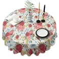 thumbnail image 1 of Pioneer Flower Floral Print Pattern Round Tablecloth 60"x60",Wrinkle Wipeable Table Cloth for Kitchen Dining Room Picnic Patio Party, 1 of 6