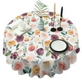 thumbnail image 1 of Pioneer Flower Floral Print Pattern Round Tablecloth 60"x60",Wrinkle Wipeable Table Cloth for Kitchen Dining Room Picnic Patio Party, 1 of 6