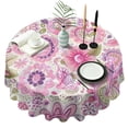 thumbnail image 1 of Pioneer Flower Floral Print Pattern Round Tablecloth 60"x60",Wrinkle Wipeable Table Cloth for Kitchen Dining Room Picnic Patio Party, 1 of 6