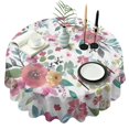 thumbnail image 1 of Pioneer Flower Floral Print Pattern Round Tablecloth 60"x60",Wrinkle Wipeable Table Cloth for Kitchen Dining Room Picnic Patio Party, 1 of 6
