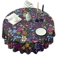 thumbnail image 1 of Pioneer Flower Floral Print Pattern Round Tablecloth 60"x60",Wrinkle Wipeable Table Cloth for Kitchen Dining Room Picnic Patio Party, 1 of 6