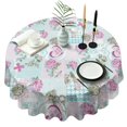 thumbnail image 1 of Pioneer Flower Floral Print Pattern Round Tablecloth 60"x60",Wrinkle Wipeable Table Cloth for Kitchen Dining Room Picnic Patio Party, 1 of 6