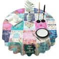 thumbnail image 1 of Pioneer Flower Floral Print Pattern Round Tablecloth 60"x60",Wrinkle Wipeable Table Cloth for Kitchen Dining Room Picnic Patio Party, 1 of 6