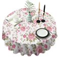 thumbnail image 1 of Pioneer Flower Floral Print Pattern Round Tablecloth 60"x60",Wrinkle Wipeable Table Cloth for Kitchen Dining Room Picnic Patio Party, 1 of 6