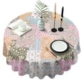 thumbnail image 1 of Pioneer Flower Floral Print Pattern Round Tablecloth 60"x60",Wrinkle Wipeable Table Cloth for Kitchen Dining Room Picnic Patio Party, 1 of 6