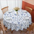 thumbnail image 1 of Pioneer Flower Floral Print Pattern Round Tablecloth 70"x70", Wrinkle Resistant Wipeable Table Cover for Kitchen Dining Room Picnic Patio and Party, 1 of 1