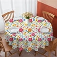thumbnail image 1 of Pioneer Flower Floral Print Pattern Round Tablecloth 70"x70", Wrinkle Resistant Wipeable Table Cover for Kitchen Dining Room Picnic Patio and Party, 1 of 2