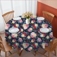 thumbnail image 1 of Pioneer Flower Floral Print Pattern Round Tablecloth 70"x70", Wrinkle Resistant Wipeable Table Cover for Kitchen Dining Room Picnic Patio and Party, 1 of 1