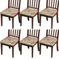 thumbnail image 1 of Pioneer Flower Floral Print Pattern Seat Covers for Dining Room Chairs Set Of 4,Stretch Printed Washable Chair Seat Cover with Elastic Ties and Button,Removable Waterproof Couch Cushion Covers, 1 of 6
