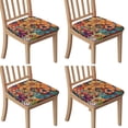 thumbnail image 1 of Pioneer Flower Floral Print Pattern Seat Covers for Dining Room Chairs Set Of 4,Stretch Printed Washable Chair Seat Cover with Elastic Ties and Button,Removable Waterproof Couch Cushion Covers, 1 of 6