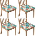 thumbnail image 1 of Pioneer Flower Floral Print Pattern Seat Covers for Dining Room Chairs Set Of 4,Stretch Printed Washable Chair Seat Cover with Elastic Ties and Button,Removable Waterproof Couch Cushion Covers, 1 of 6