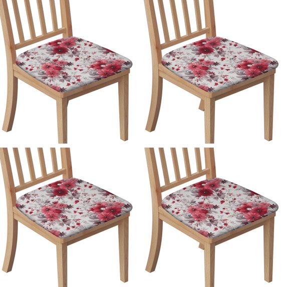 Pioneer Flower Floral Print Pattern Seat Covers for Dining Room Chairs Set Of 4,Stretch Printed Washable Chair Seat Cover with Elastic Ties and Button,Removable Waterproof Couch Cushion Covers
