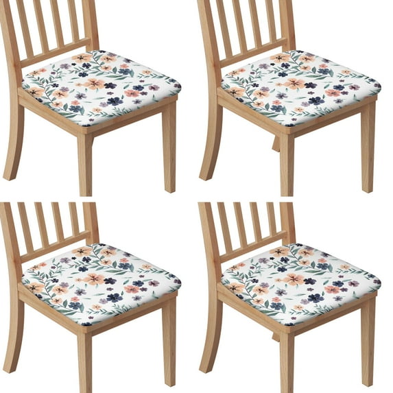 Pioneer Flower Floral Print Pattern Seat Covers for Dining Room Chairs Set Of 4,Stretch Printed Washable Chair Seat Cover with Elastic Ties and Button,Removable Waterproof Couch Cushion Covers