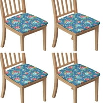 Pioneer Flower Floral Print Pattern Seat Covers for Dining Room Chairs Set Of 4,Stretch Printed Washable Chair Seat Cover with Elastic Ties and Button,Removable Waterproof Couch Cushion Covers